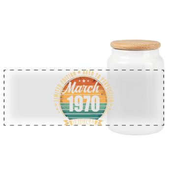 Vintage 1970 Mars 1970 - Boîte à biscuits avec couvercle en bois - blanc - Devant