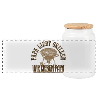 Papa adore le barbecue Nous adorons Cadeau de papa - Boîte à biscuits avec couvercle en bois - blanc - Devant