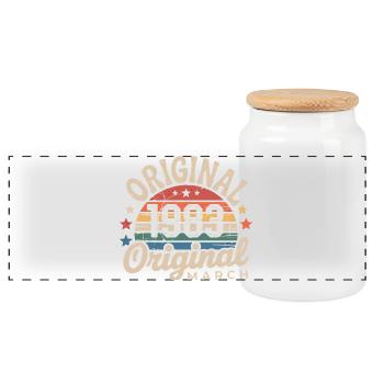 Anniversary March 1983 Limited Edition Retro March - Panoramic Cookie Jar with Wooden Lid - white - Front