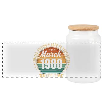 March 1980 Limited Edition Retro March 1980 - Panoramic Cookie Jar with Wooden Lid - white - Front
