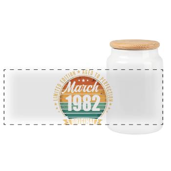 März 1982 Limited Edition Retro März 1982 - Panorama Keksdose mit Holzdeckel - Weiß - Vorne