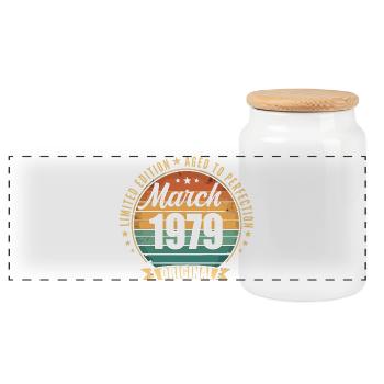 March 1979 Limited Edition Retro March 1979 - Panoramic Cookie Jar with Wooden Lid - white - Front