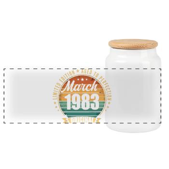 March 1983 Limited Edition Retro March 1983 - Panoramic Cookie Jar with Wooden Lid - white - Front
