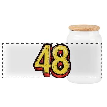48 Number Colorful - Panoramic Cookie Jar with Wooden Lid - white - Front