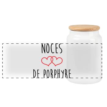 noces de porphyre 33 ans de mariage - Boîte à biscuits avec couvercle en bois - blanc - Devant