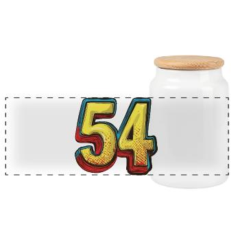 54 Number Colorful - Panoramic Cookie Jar with Wooden Lid - white - Front