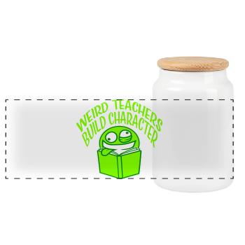 Weird Teachers Build Character Lustiger Lehrer - Panorama Keksdose mit Holzdeckel - Weiß - Vorne
