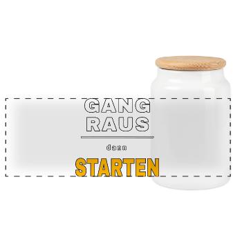 Gear out then start - Funny car saying. - Panoramic Cookie Jar with Wooden Lid - white - Front