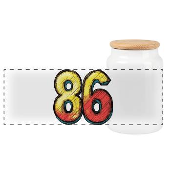 86 Number Colorful - Panoramic Cookie Jar with Wooden Lid - white - Front