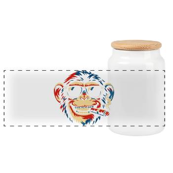 Art pop de singe à lunettes de soleil cigare - Boîte à biscuits avec couvercle en bois - blanc - Devant
