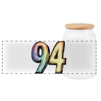 94 Number Colorful - Panoramic Cookie Jar with Wooden Lid - white - Front