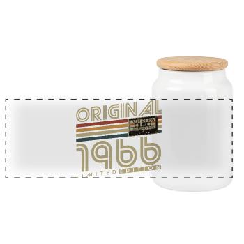 Cadeau d’anniversaire original rétro vintage de 1966 - Boîte à biscuits avec couvercle en bois - blanc - Devant