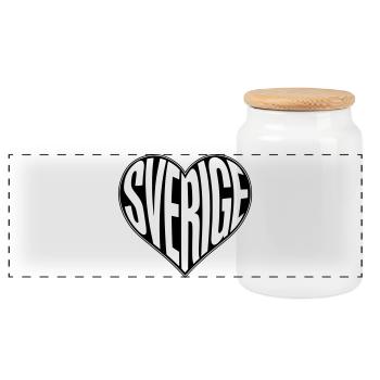 Sverige, Schweden Herz - Designfarbe variabel - Panorama Keksdose mit Holzdeckel - Weiß - Vorne