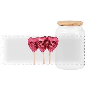 Crâne Rose Lollis - Boîte à biscuits avec couvercle en bois - blanc - Devant