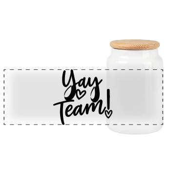 Hourra, l’équipe ! Hourra, équipe de fans de sport sans méfiance - Boîte à biscuits avec couvercle en bois - blanc - Devant