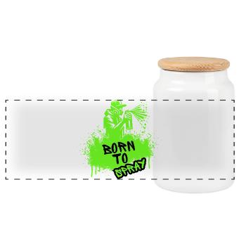 Born to Spray Art Urbain Graffiti Streetwear - Boîte à biscuits avec couvercle en bois - blanc - Devant