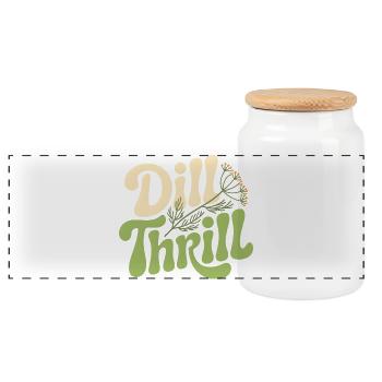 Dill-Kick | Kräuter Küche Garten Wortspiel - Panorama Keksdose mit Holzdeckel - Weiß - Vorne