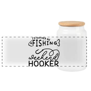 Je préfère pêcher le week-end Hoker Pêcher drôle - Boîte à biscuits avec couvercle en bois - blanc - Devant