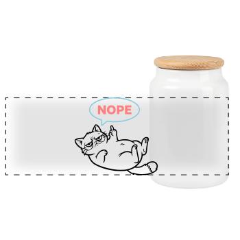 Chat Nope Bulle de Dialogue Colorée - Boîte à biscuits avec couvercle en bois - blanc - Devant