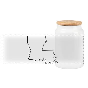 Louisiana outline map - Panoramic Cookie Jar with Wooden Lid - white - Front