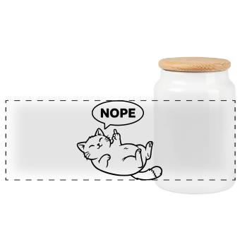 Plan du chat qui rire non - Boîte à biscuits avec couvercle en bois - blanc - Devant