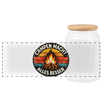 Camping makes everything better - Panoramic Cookie Jar with Wooden Lid - white - Front