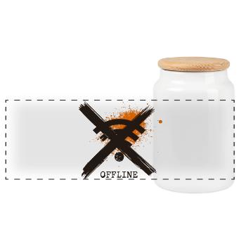 Chronically Offline - Digital Detox Art by Free Ar - Panoramic Cookie Jar with Wooden Lid - white - Front
