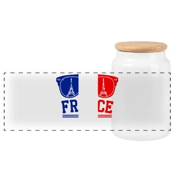 Lunettes de la Tour Eiffel France 2026 - Boîte à biscuits avec couvercle en bois - blanc - Devant