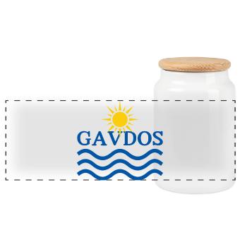 Gavdos Sun Waves Logo - Boîte à biscuits avec couvercle en bois - blanc - Devant