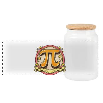 Pi Pop Retro-Abzeichen - Panorama Keksdose mit Holzdeckel - Weiß - Vorne