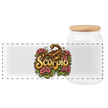 Tatouage rétro floral Scorpion - Boîte à biscuits avec couvercle en bois - blanc - Devant