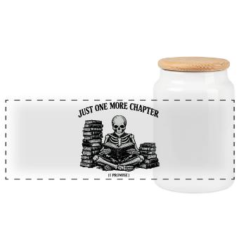 Just One More Chapter Skeleton - Panorama Keksdose mit Holzdeckel - Weiß - Vorne