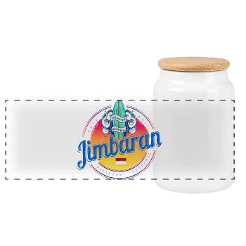 Jimbaran Bali Indonesia Sunset Souvenir - Panoramic Cookie Jar with Wooden Lid - white - Front