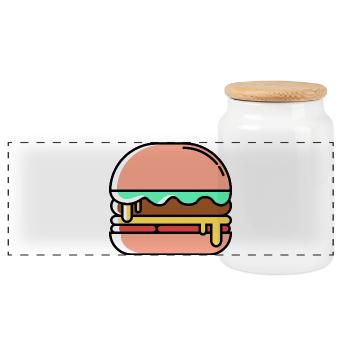 Burger Icon - Boîte à biscuits avec couvercle en bois - blanc - Devant