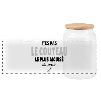 T'es pas le couteau le plus aiguisé du tiroir - Boîte à biscuits avec couvercle en bois - blanc - Devant