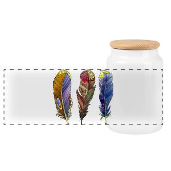 Pen - Panoramic Cookie Jar with Wooden Lid - white - Front