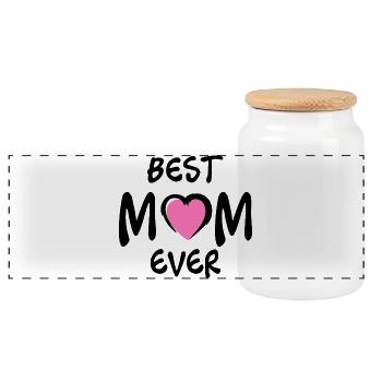 Meilleur t-shirt de la fête des mères avec un cœur rose de maman - Boîte à biscuits avec couvercle en bois - blanc - Devant