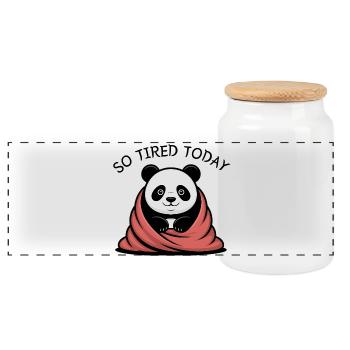 Rêve de câlins de panda sous la couverture - Boîte à biscuits avec couvercle en bois - blanc - Devant