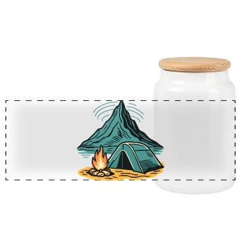 Bergcamping Feuerlicht - Panorama Keksdose mit Holzdeckel - Weiß - Vorne
