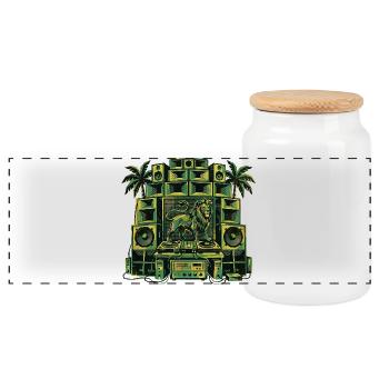 Reggae Lion Dub Soundsystem - Boîte à biscuits avec couvercle en bois - blanc - Devant