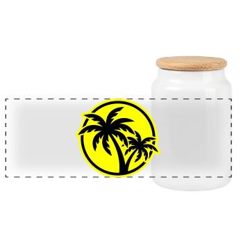 Palm Tree Symbol Beach - Panoramic Cookie Jar with Wooden Lid - white - Front