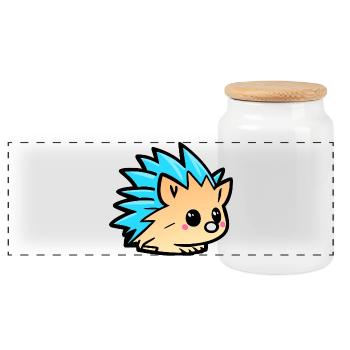 Süßer Kawaii-Igel-Doodle-Cartoon - Panorama Keksdose mit Holzdeckel - Weiß - Vorne