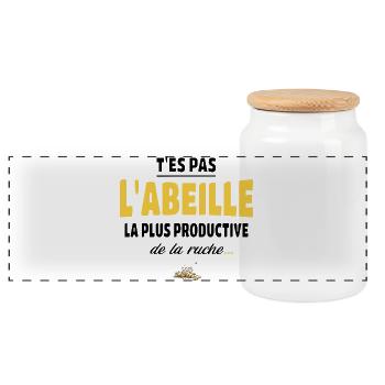 T’es pas l’abeille la plus productive de la ruche - Boîte à biscuits avec couvercle en bois - blanc - Devant
