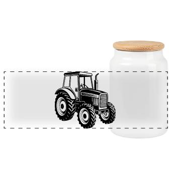 Tracteur agricole - Boîte à biscuits avec couvercle en bois - blanc - Devant
