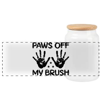 Cool Artist Paws Off My Brush Painter Gift - Panorama Keksdose mit Holzdeckel - Weiß - Vorne