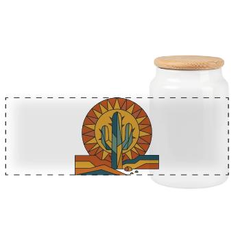 Retro Sonnenuntergang 70s Sunset - Panoramic Cookie Jar with Wooden Lid - white - Front