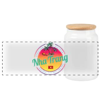 Nha Trang Retro Sonnenuntergang Vietnam Souvenir - Panorama Keksdose mit Holzdeckel - Weiß - Vorne