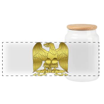 Napoleon Golden Imperial Eagle Crest - Panoramic Cookie Jar with Wooden Lid - white - Front