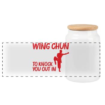  Wing Chun Instructor Kung Fu Training Martial - Panoramic Cookie Jar with Wooden Lid - white - Front