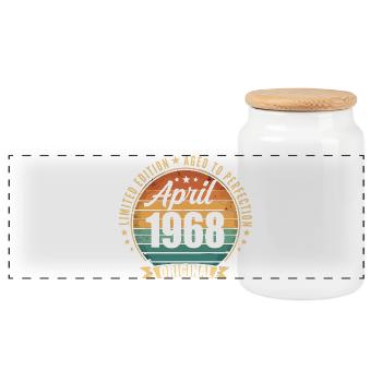 Cadeau d’anniversaire rétro vintage de Avril 1968 - Boîte à biscuits avec couvercle en bois - blanc - Devant